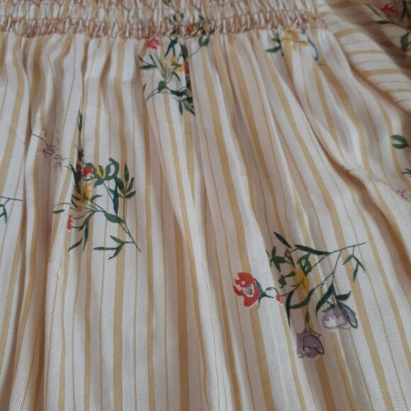 ACOS&A Women's Medium Yellow Floral Stripe Blouse - Picture 15 of 16